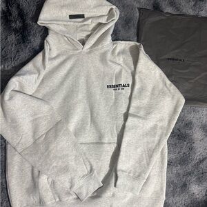 Essentials Light Gray Pullover Hoodie with Small Logo